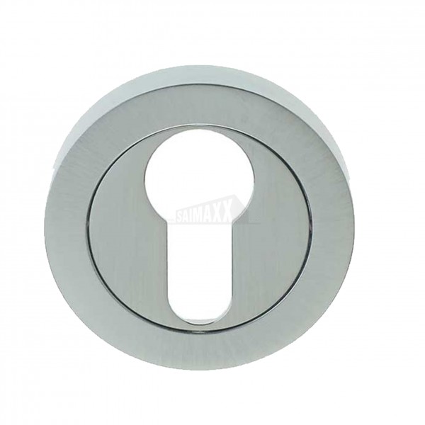 Jedo Euro Cylinder Shape Escutcheon SATIN Chrome 1pc