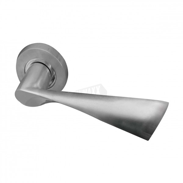 Lever on Rose Handles Door Pair - Comet SATIN CHROME finish