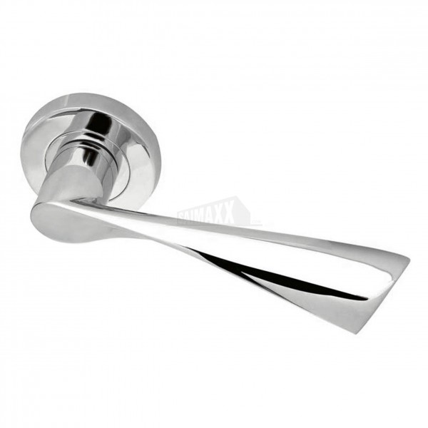 Lever on Rose Handles Door Pair - Comet POLISHED CHROME finish