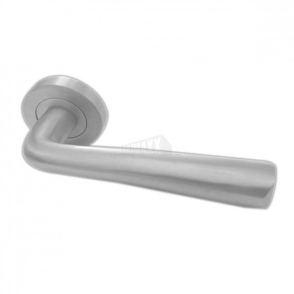 Lever on Rose Door Handles Pair -  Opal SATIN CHROME finish