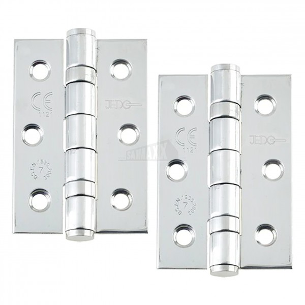 Jedo 3" Fire Rated Ball Bearing Hinges 1Pair 76x50x2mm POLISHED Chrome