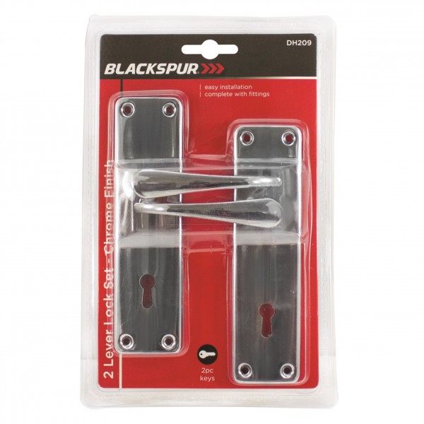 Blackspur 2 Lever LOCKING Handle Set Chrome Finish - Comes with 2 Keys