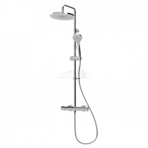 Enzo Dual Outlet Thermostatic Bar Shower Mixer w/ Riser Rail & Overhead Shower
