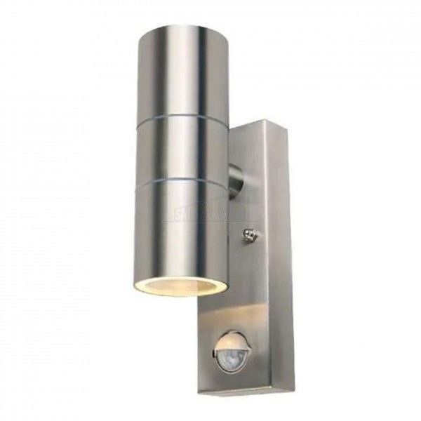 Powermaster Dual Illumination PIR SENSOR Wall Light Stainless Steel