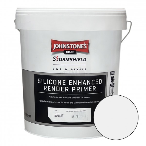 Johnstone's Stormshield Silicone Enhanced Render PRIMER 15L Tub WHITE