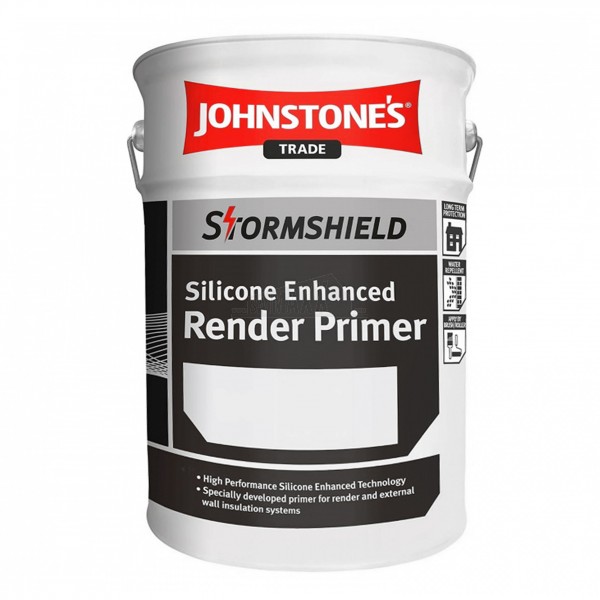 Johnstone's Stormshield Silicone Enhanced Render PRIMER 5L Can DARK GREY