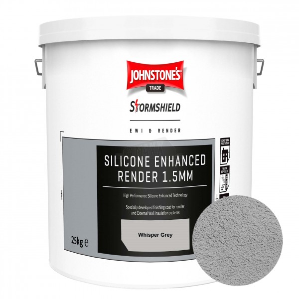 Johnstone's Stormshield Silicone Enhanced Render 1.5mm 25kg Tub - WHISPER GREY