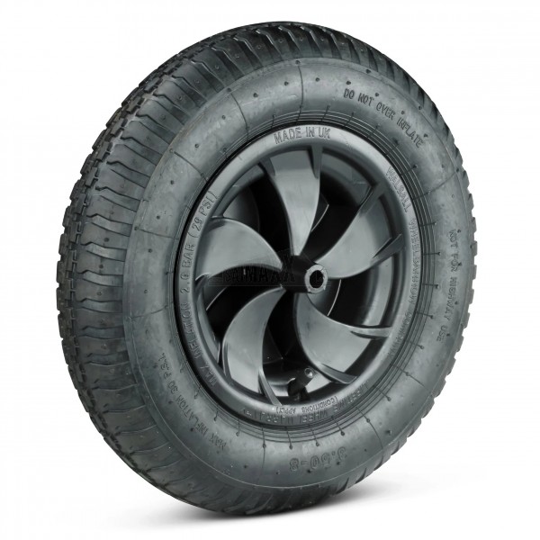 Replacement 350mm Complete Pneumatic Wheelbarrow Wheel - 13mm Axle Bore