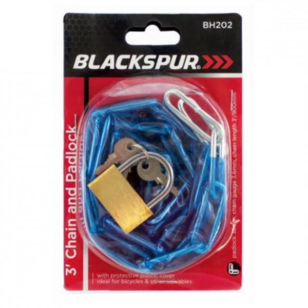 Blackspur 3Ft (900mm) Sleeved Chain and Padlock Set