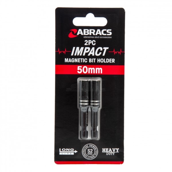 Abracs 2pc Impact Magnetic Bit Holder 50mm (overall length)