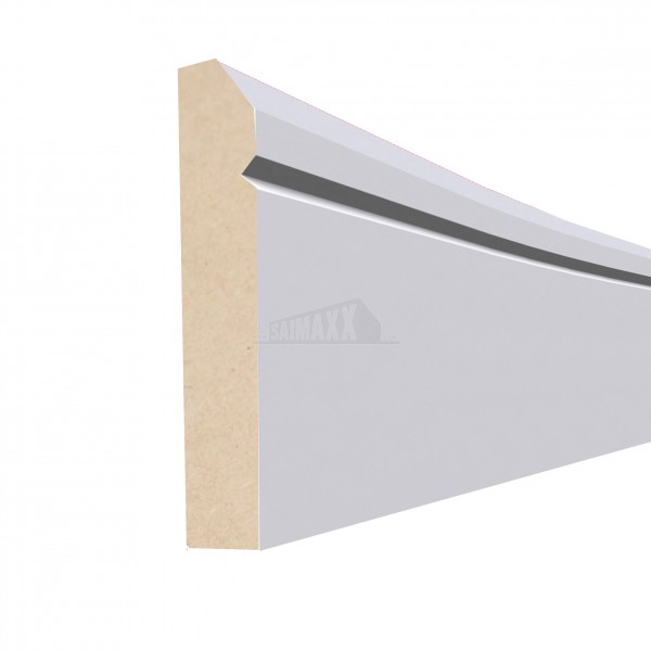 18 x 119mm (4.2m) Chamfered & Single V-Grooved Skirting White MDF Per Piece