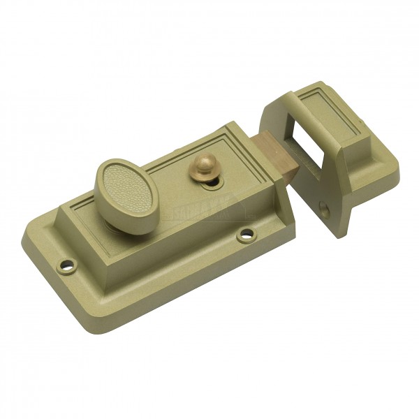 Sterling Traditional Nightlatch Door Lock 60mm Backset with 2 Keys Champagne