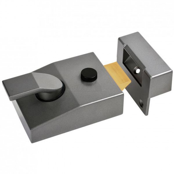 Sterling Deadlocking Nightlatch Door Lock 60mm Backset with 2 Keys Grey
